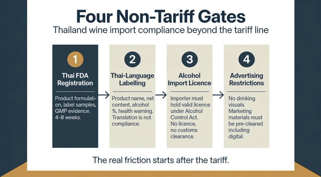 Exporting Wine to Thailand: Zero Import Tariff, Real Compliance Costs